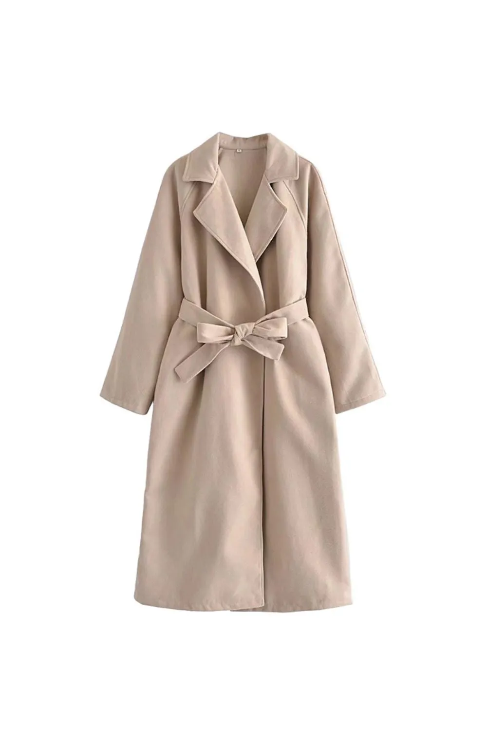 ‘ Aaron’ Collared Belted Wool Coat with Tied Waist