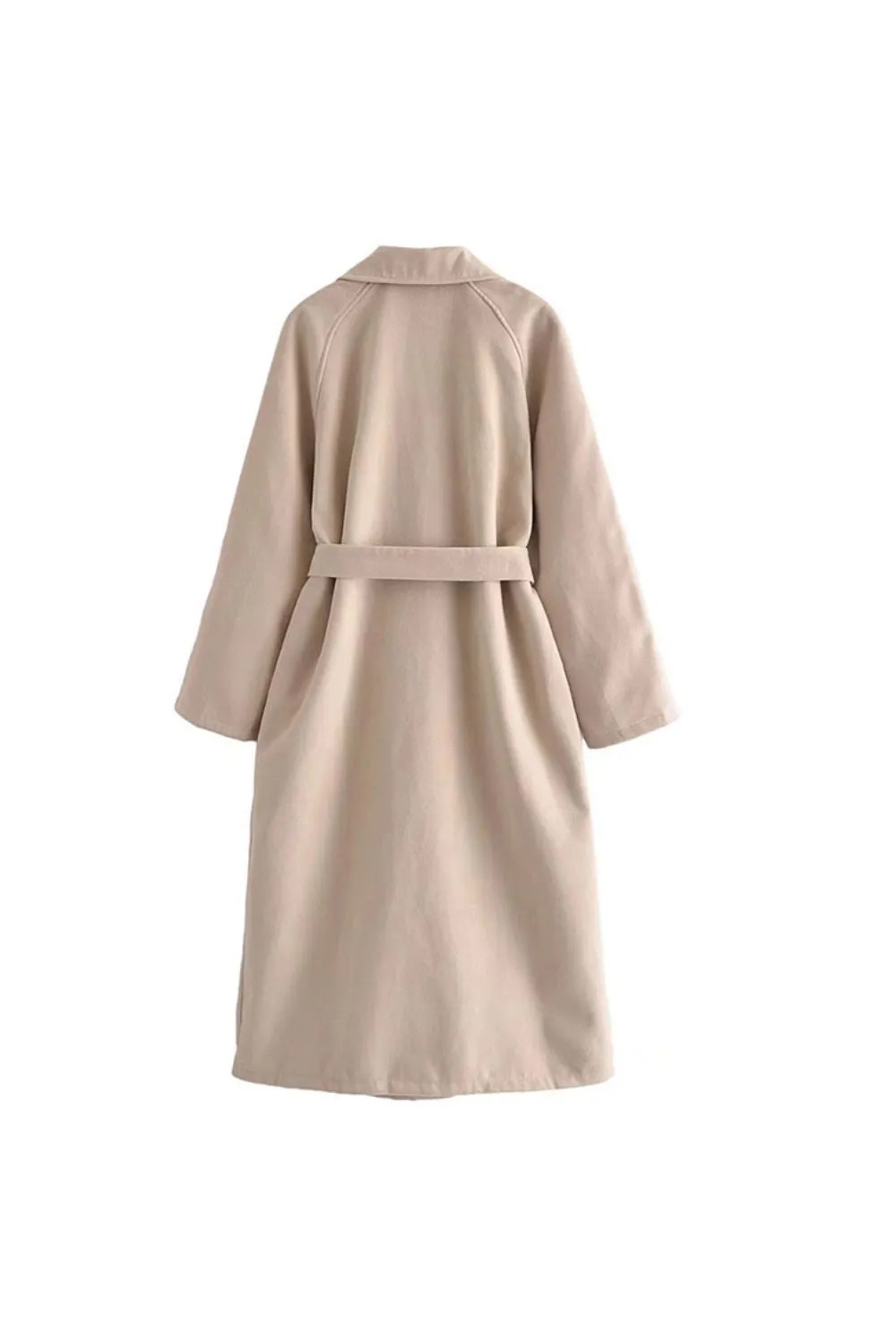 ‘ Aaron’ Collared Belted Wool Coat with Tied Waist