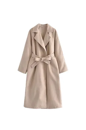 ‘ Aaron’ Collared Belted Wool Coat with Tied Waist