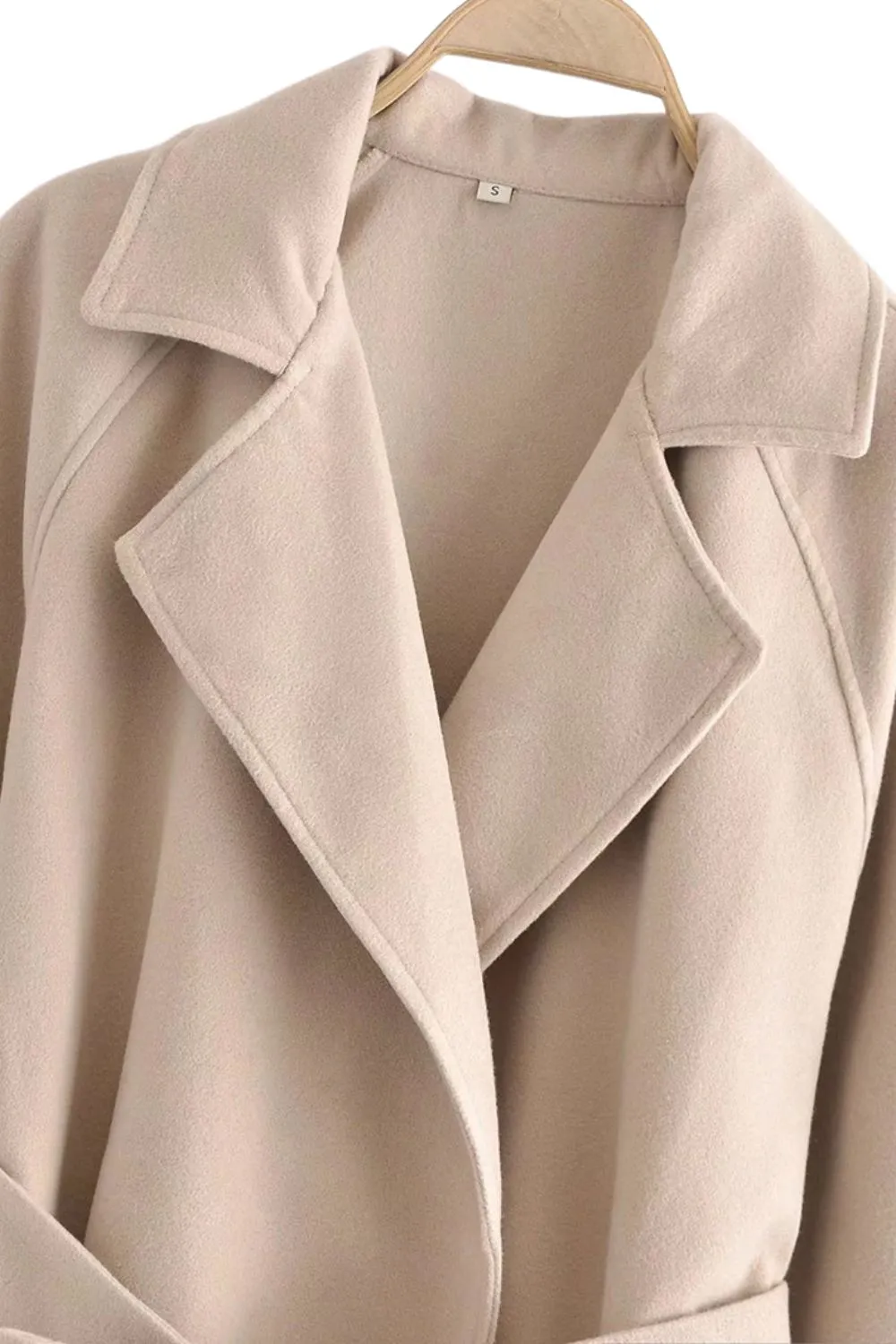 ‘ Aaron’ Collared Belted Wool Coat with Tied Waist