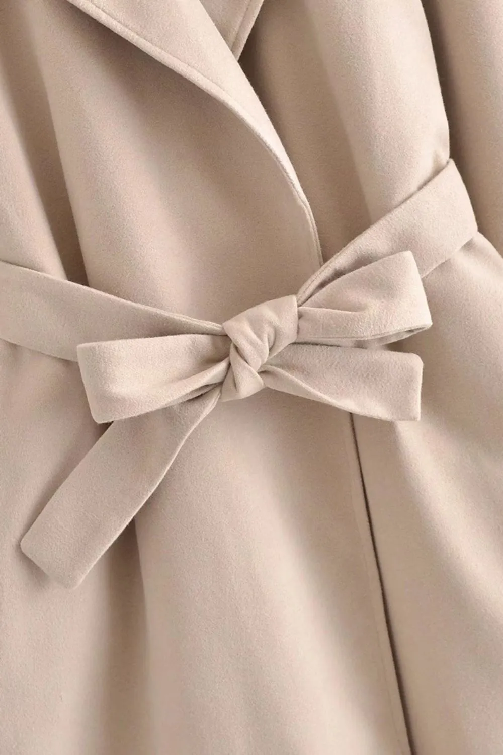 ‘ Aaron’ Collared Belted Wool Coat with Tied Waist