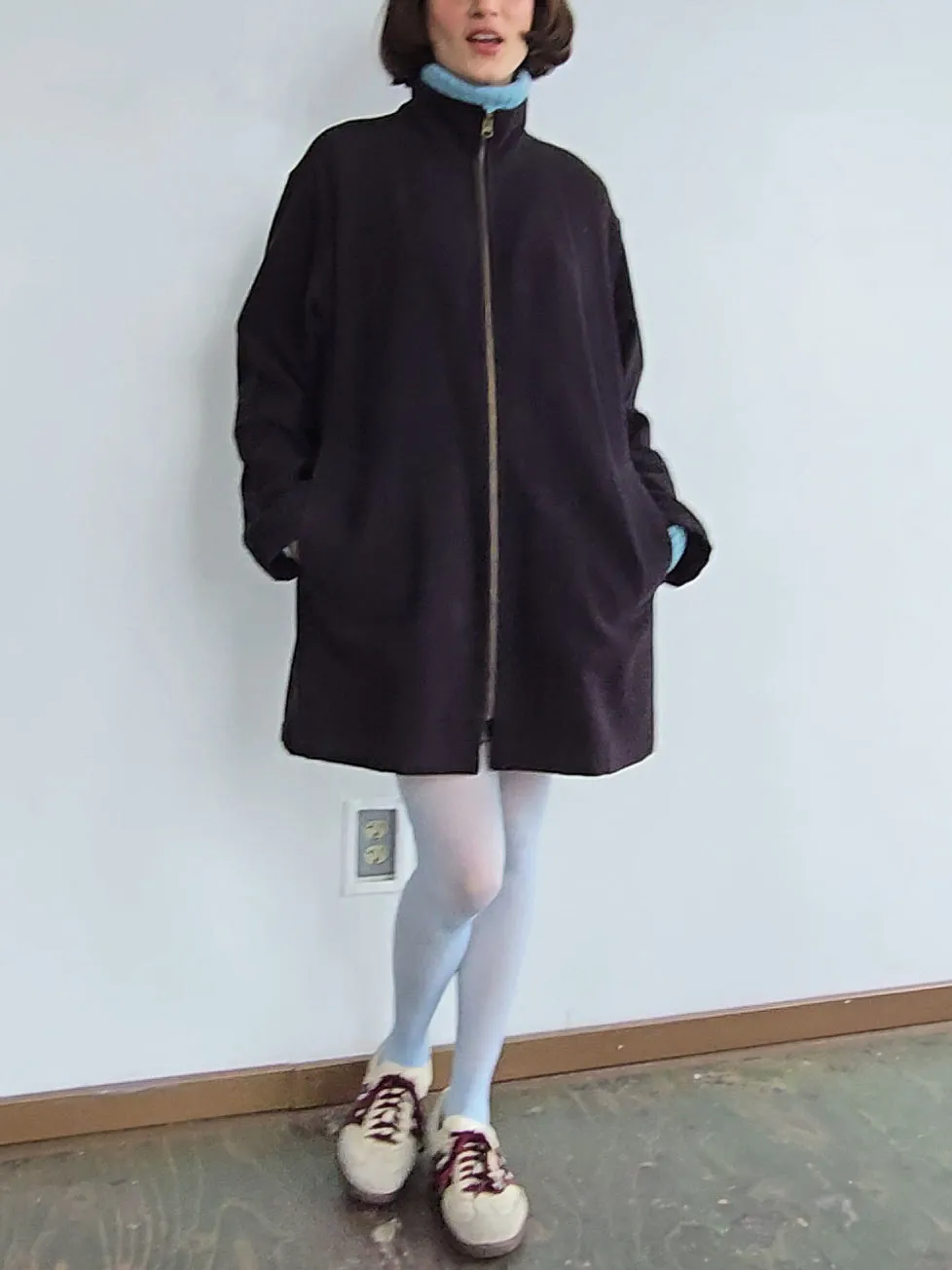 Black Wool Zip Classic Bomber (S)