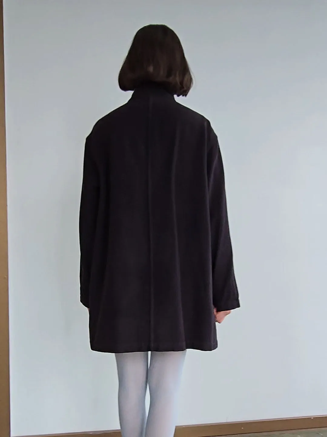 Black Wool Zip Classic Bomber (S)