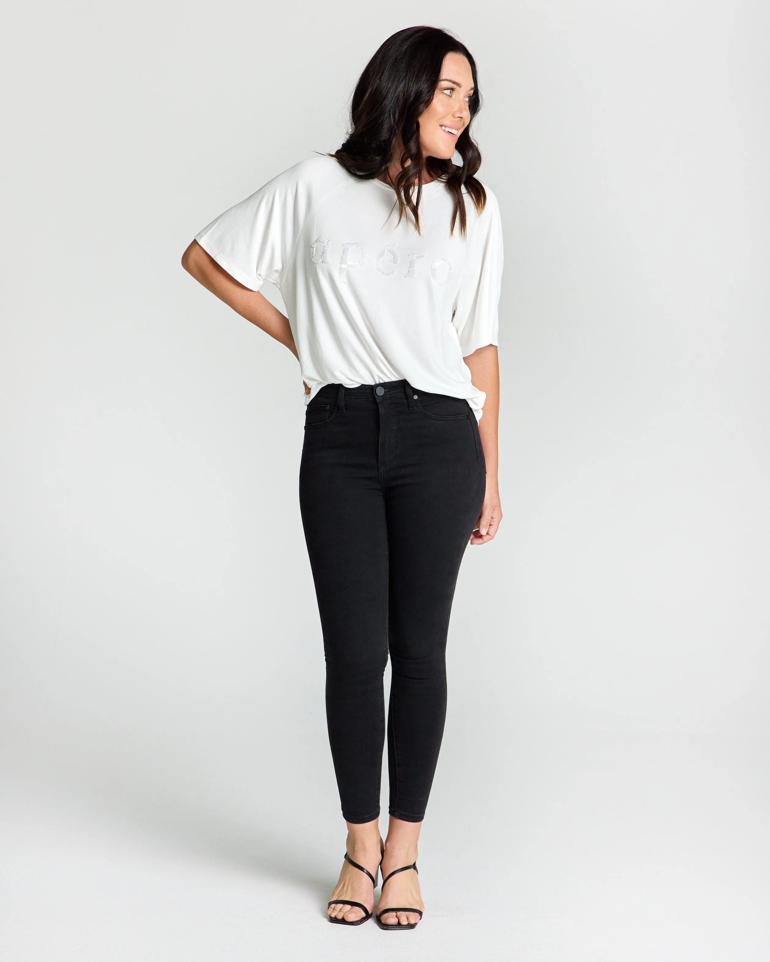 Blanc Beaded Oversized Tee - White