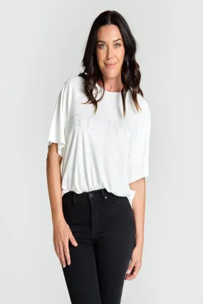 Blanc Beaded Oversized Tee - White