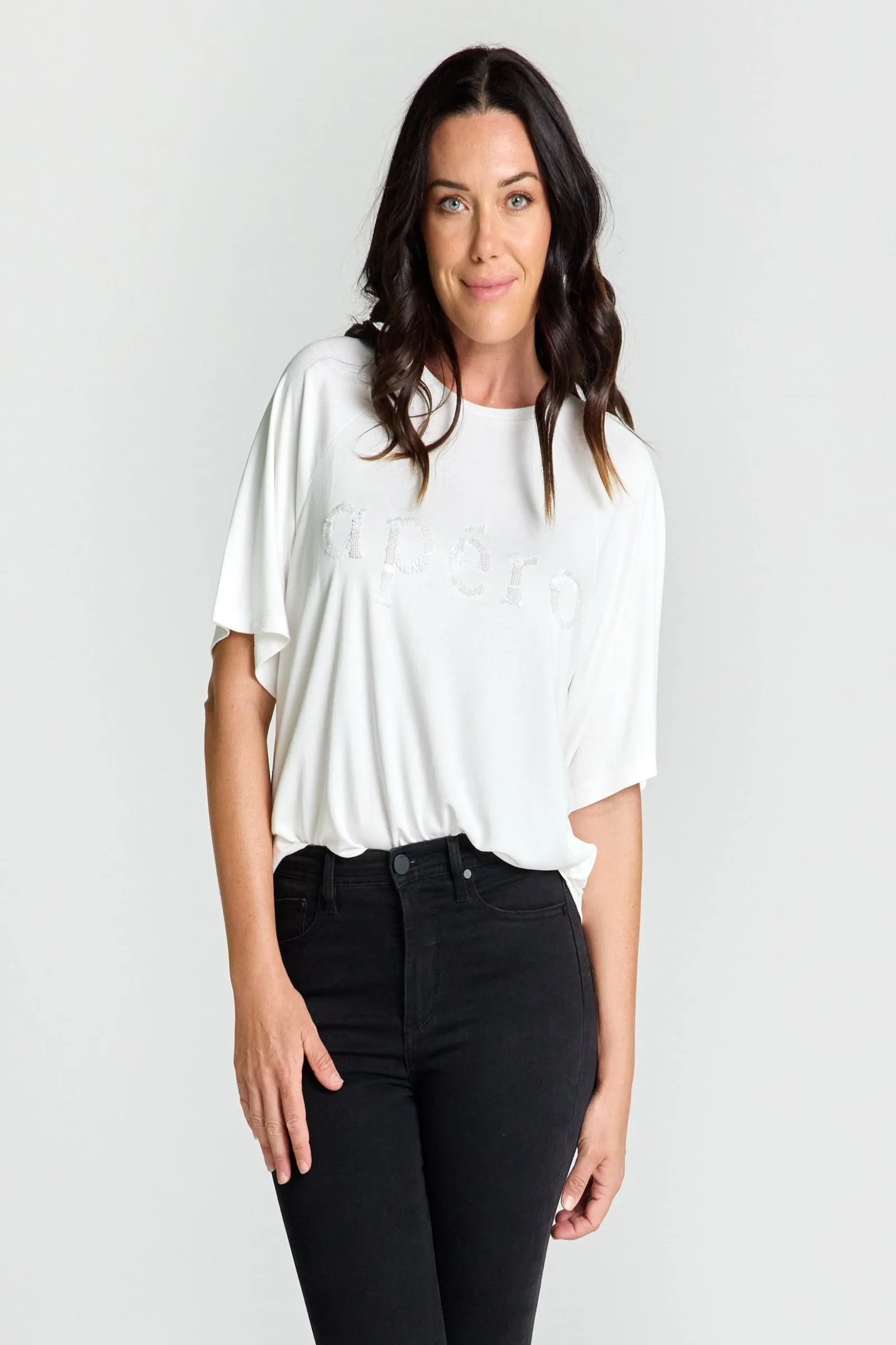 Blanc Beaded Oversized Tee - White