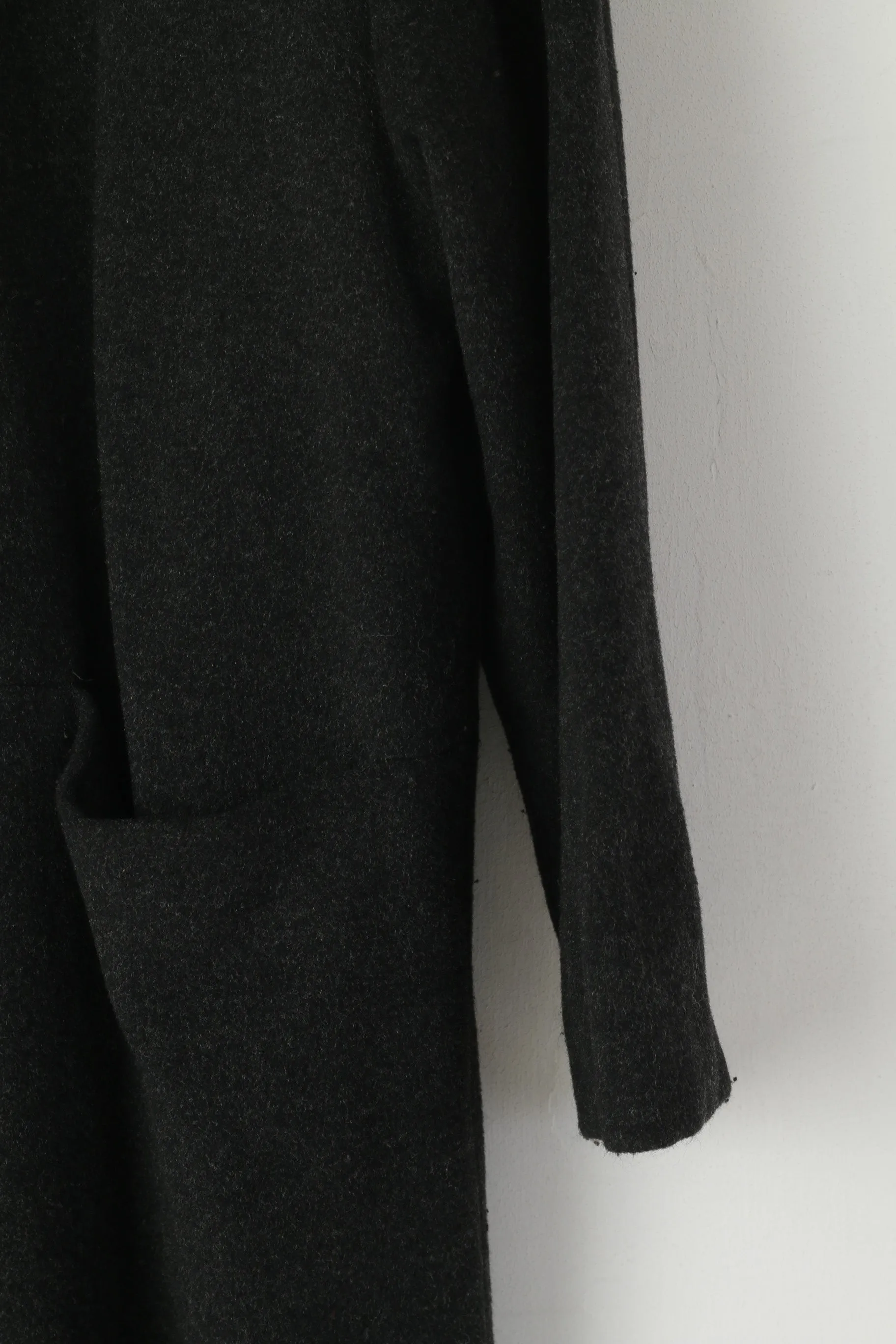 Danwear Women 12 38 Long Coat Grey Wool Cashmere Blend Vintage Classic Top