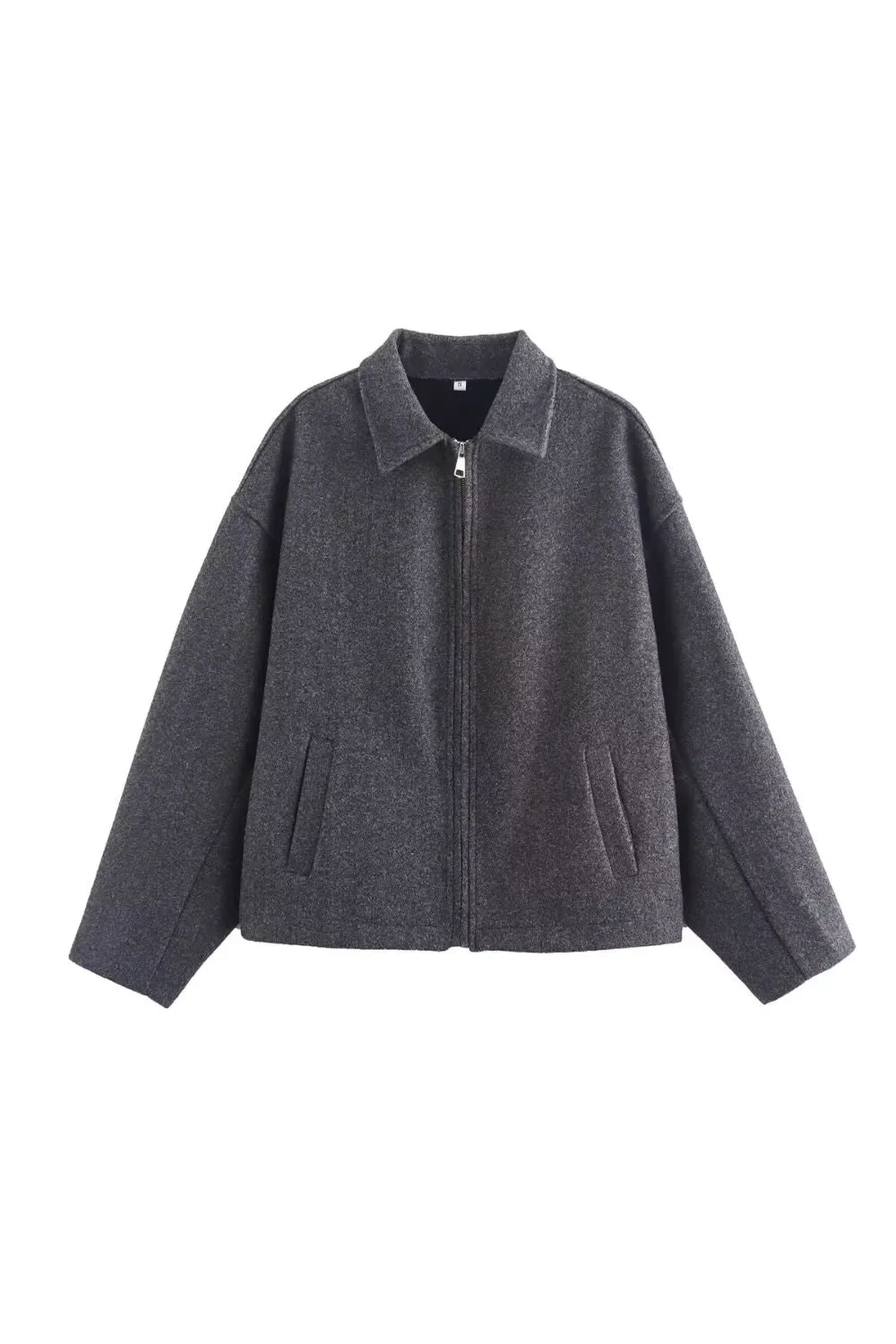 'Emily'Oversized Zippered Wool Coat（3 Color)