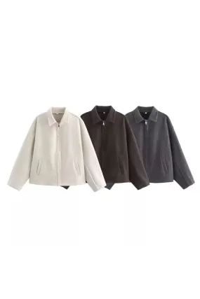 'Emily'Oversized Zippered Wool Coat（3 Color)