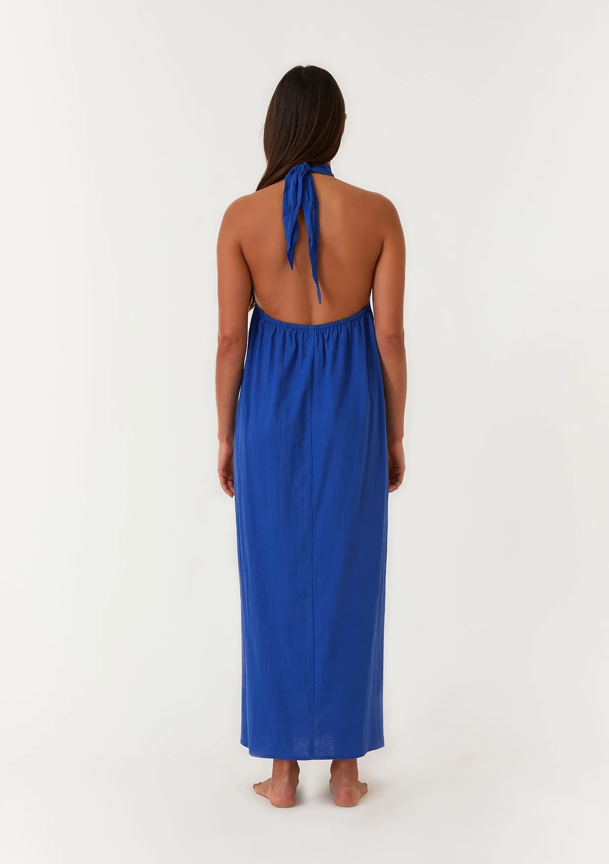 Open Back Twist Halter Maxi Dress