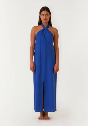 Open Back Twist Halter Maxi Dress
