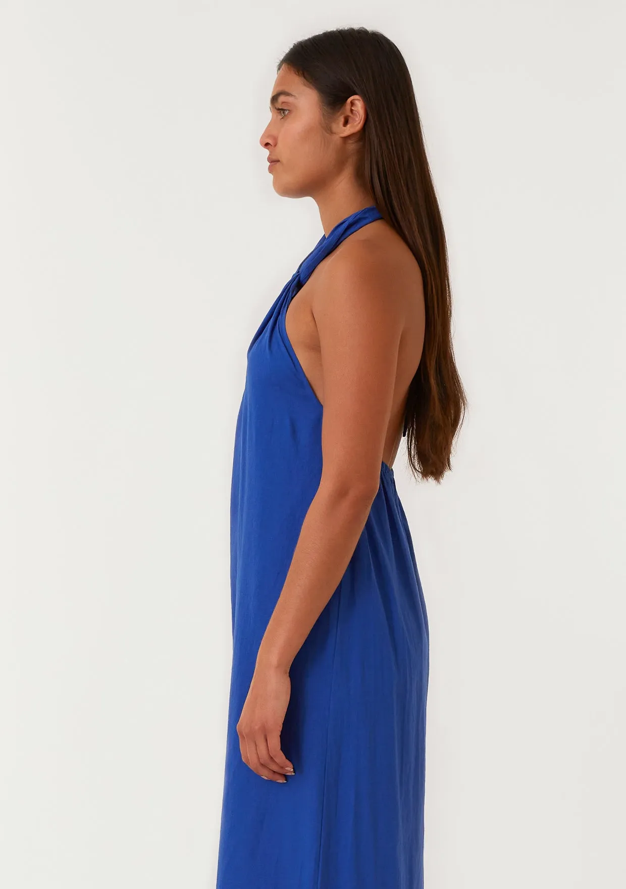 Open Back Twist Halter Maxi Dress