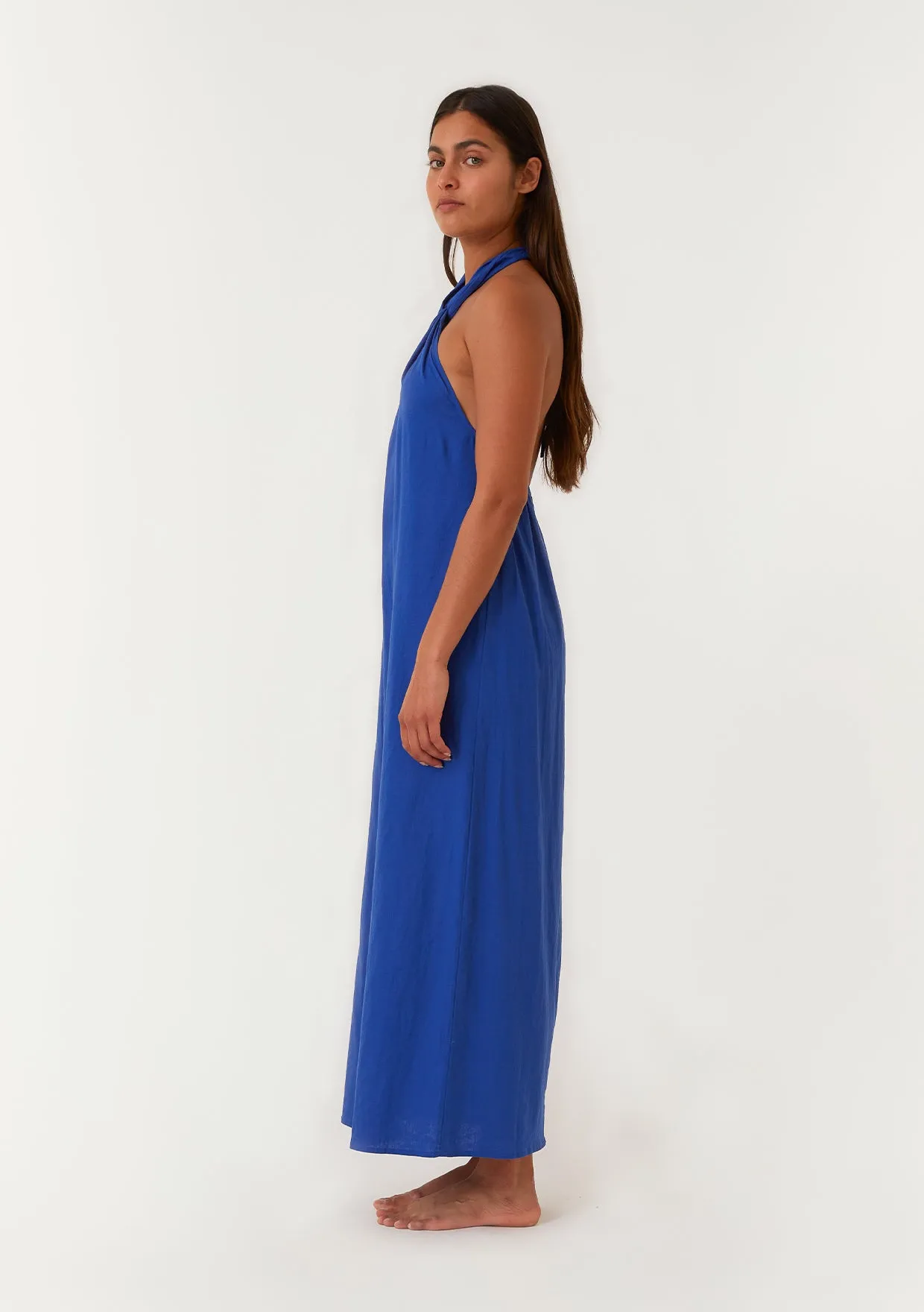 Open Back Twist Halter Maxi Dress