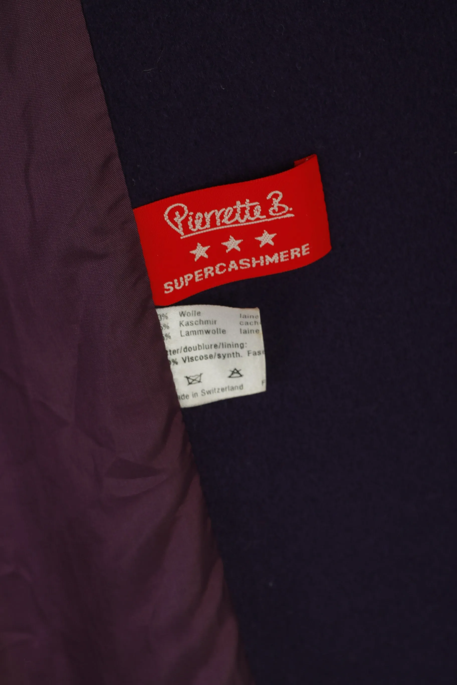 Pierrette B Women S 8 12 Coat Purple Wool Cashmere Vintage Shawl Shoulder Pads