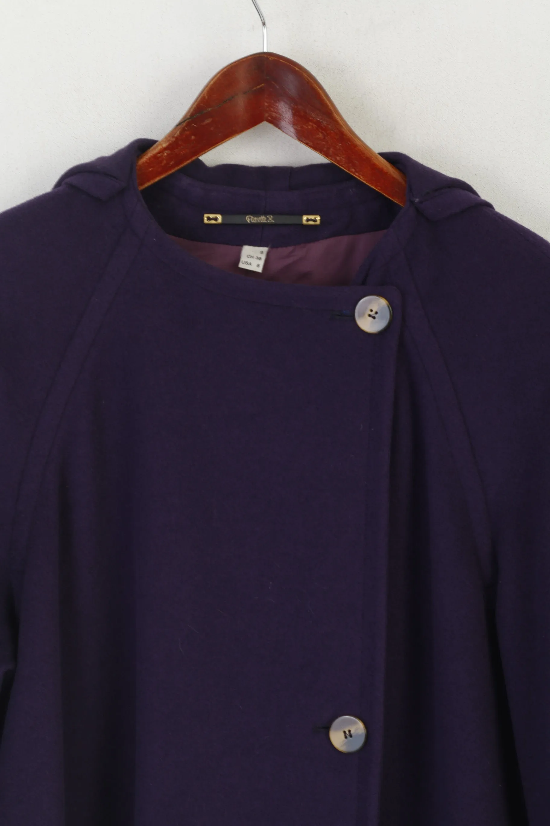 Pierrette B Women S 8 12 Coat Purple Wool Cashmere Vintage Shawl Shoulder Pads