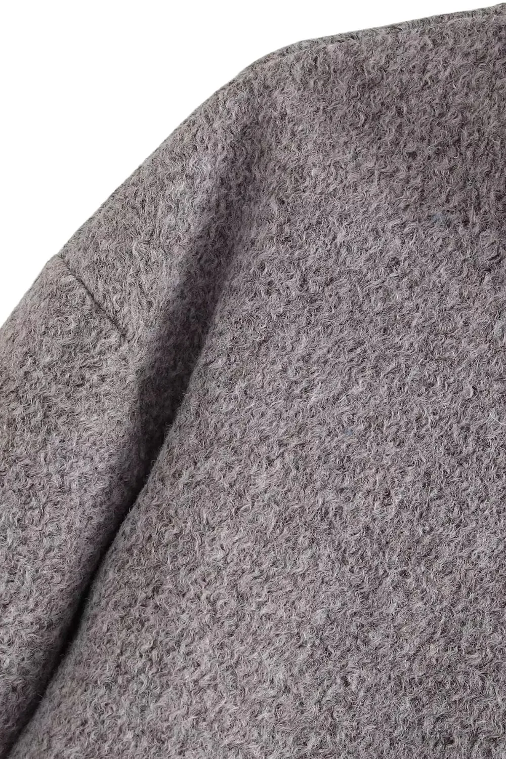 'Rose' Grey Wool Baseball-Style Jacket
