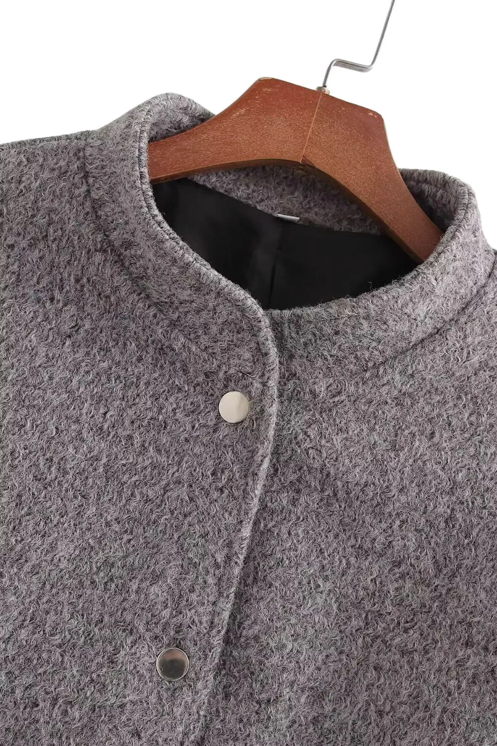 'Rose' Grey Wool Baseball-Style Jacket