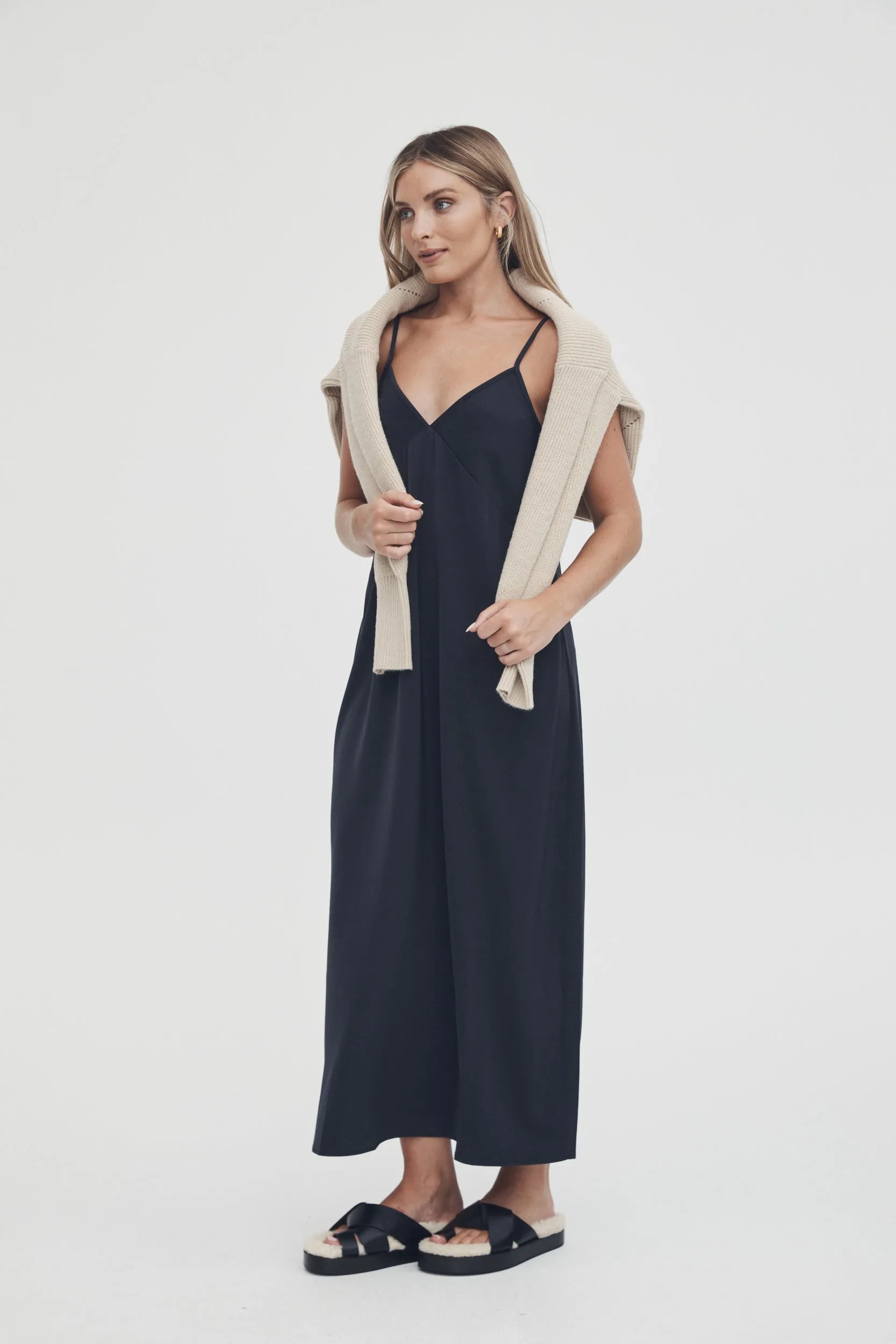 Satin Slip Dress (Ink) - FINAL SALE