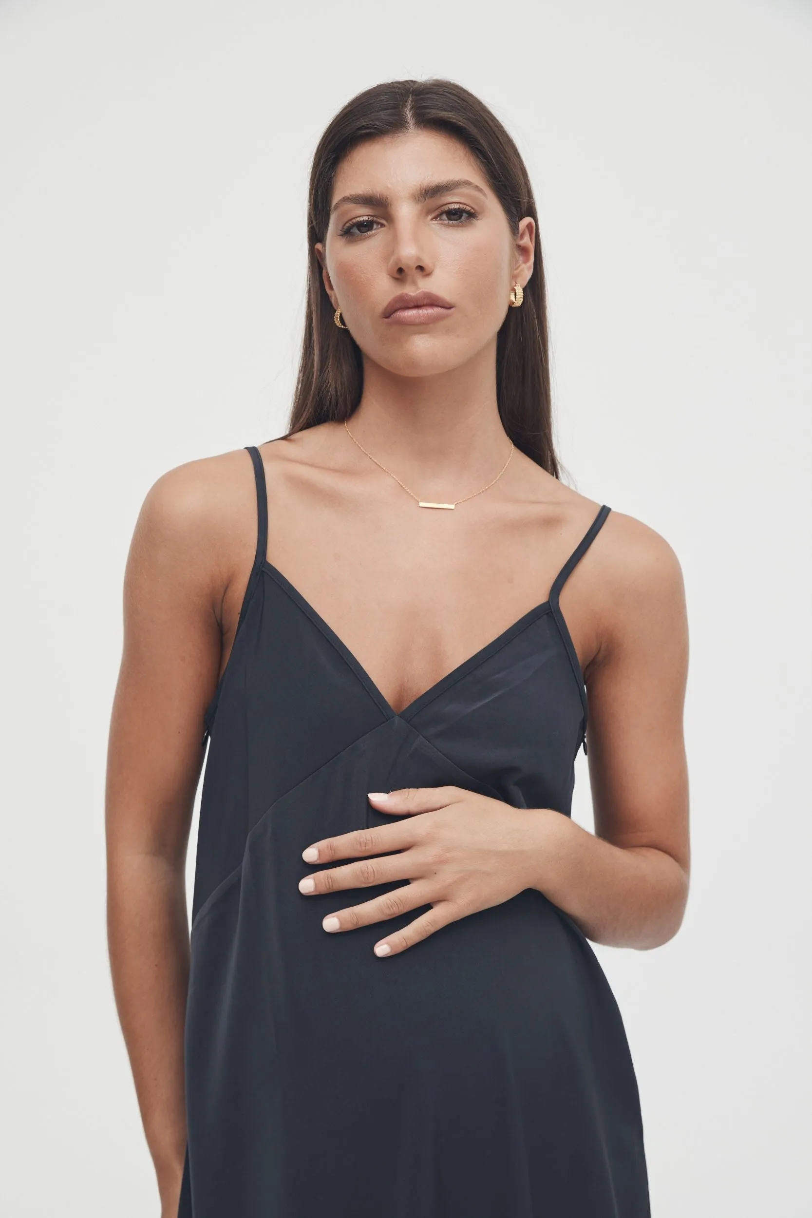 Satin Slip Dress (Ink) - FINAL SALE