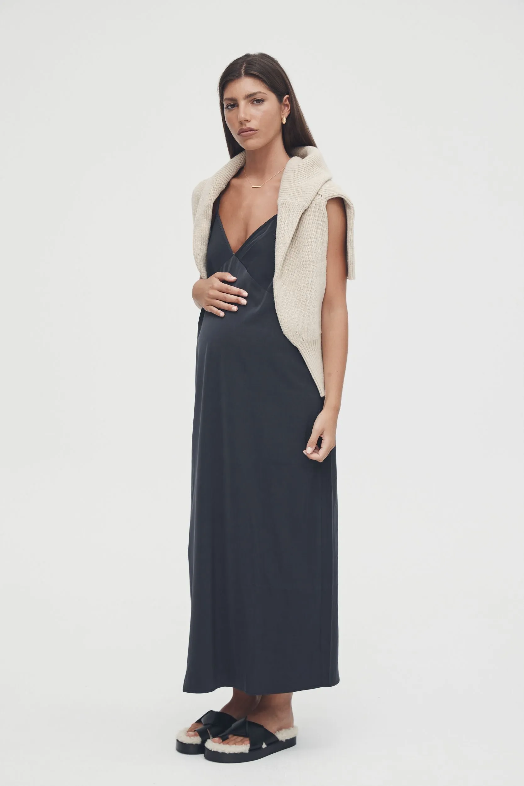 Satin Slip Dress (Ink) - FINAL SALE