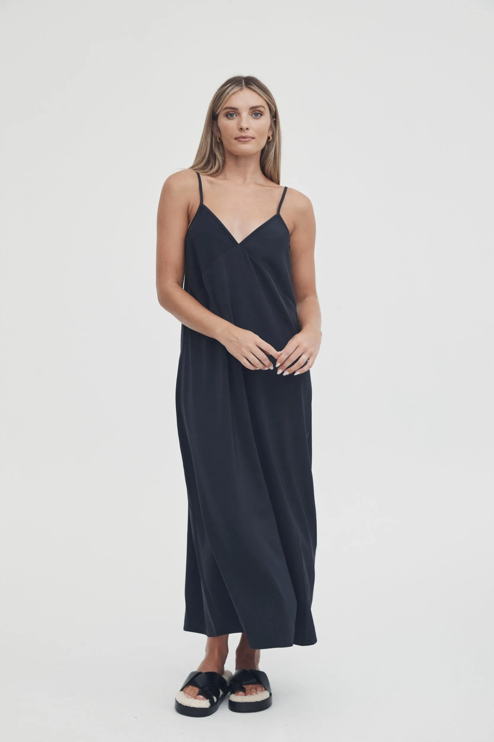 Satin Slip Dress (Ink) - FINAL SALE