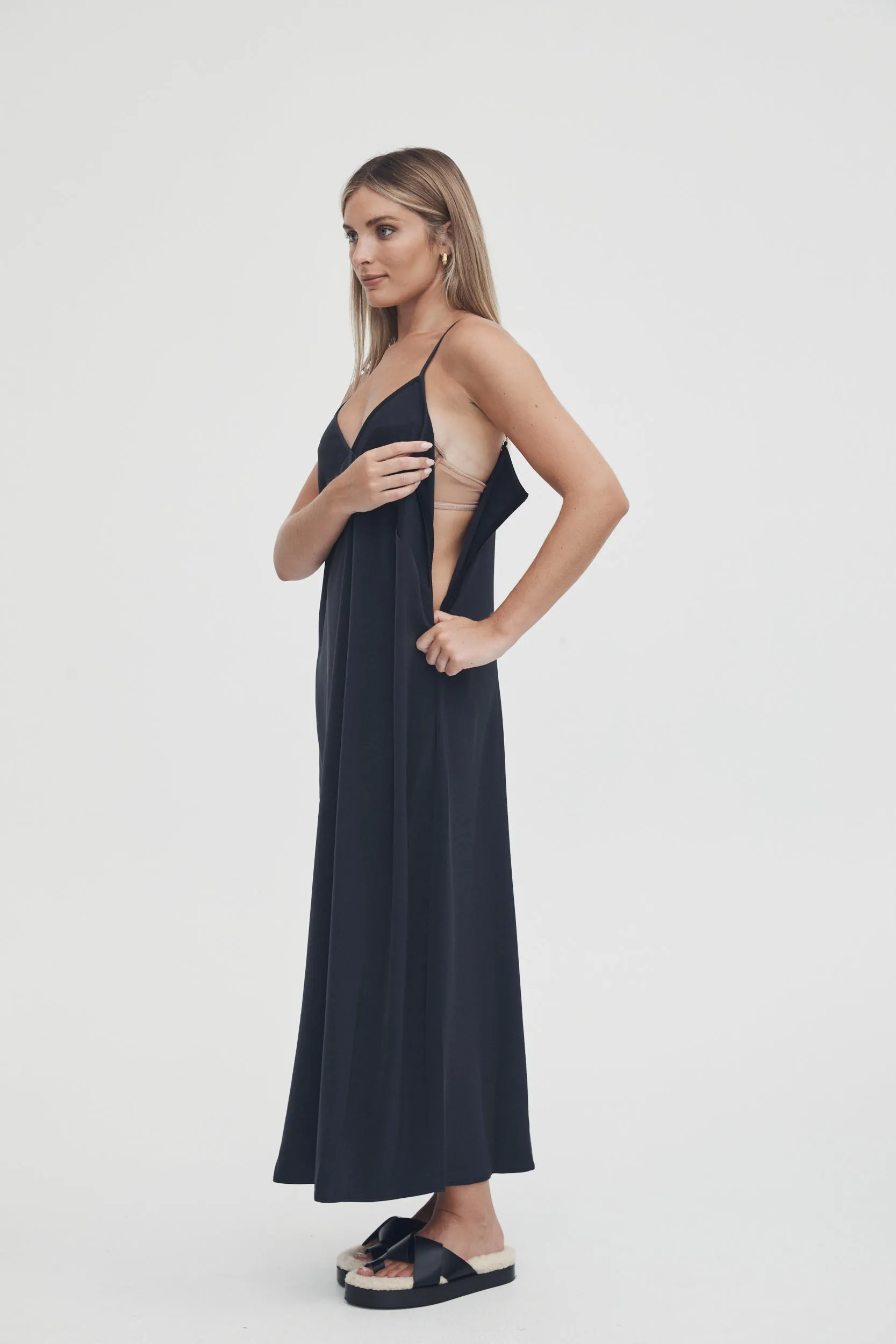 Satin Slip Dress (Ink) - FINAL SALE