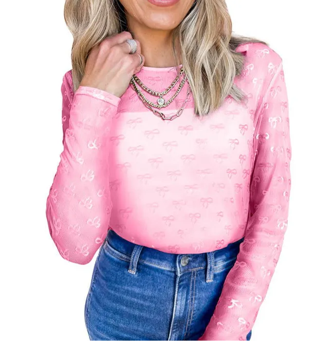 Small Bow Mesh Top