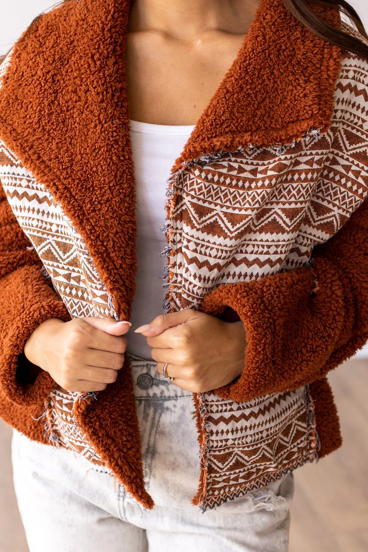 The Cherokee Cabin Aztec Sherpa - Rust