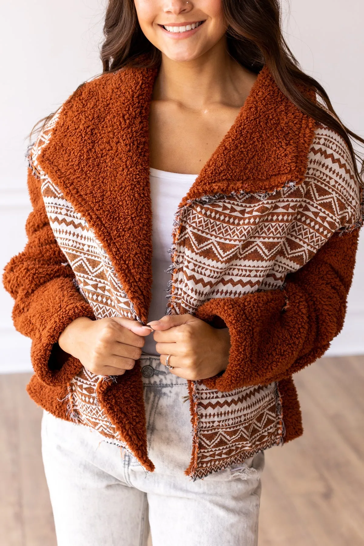 The Cherokee Cabin Aztec Sherpa - Rust
