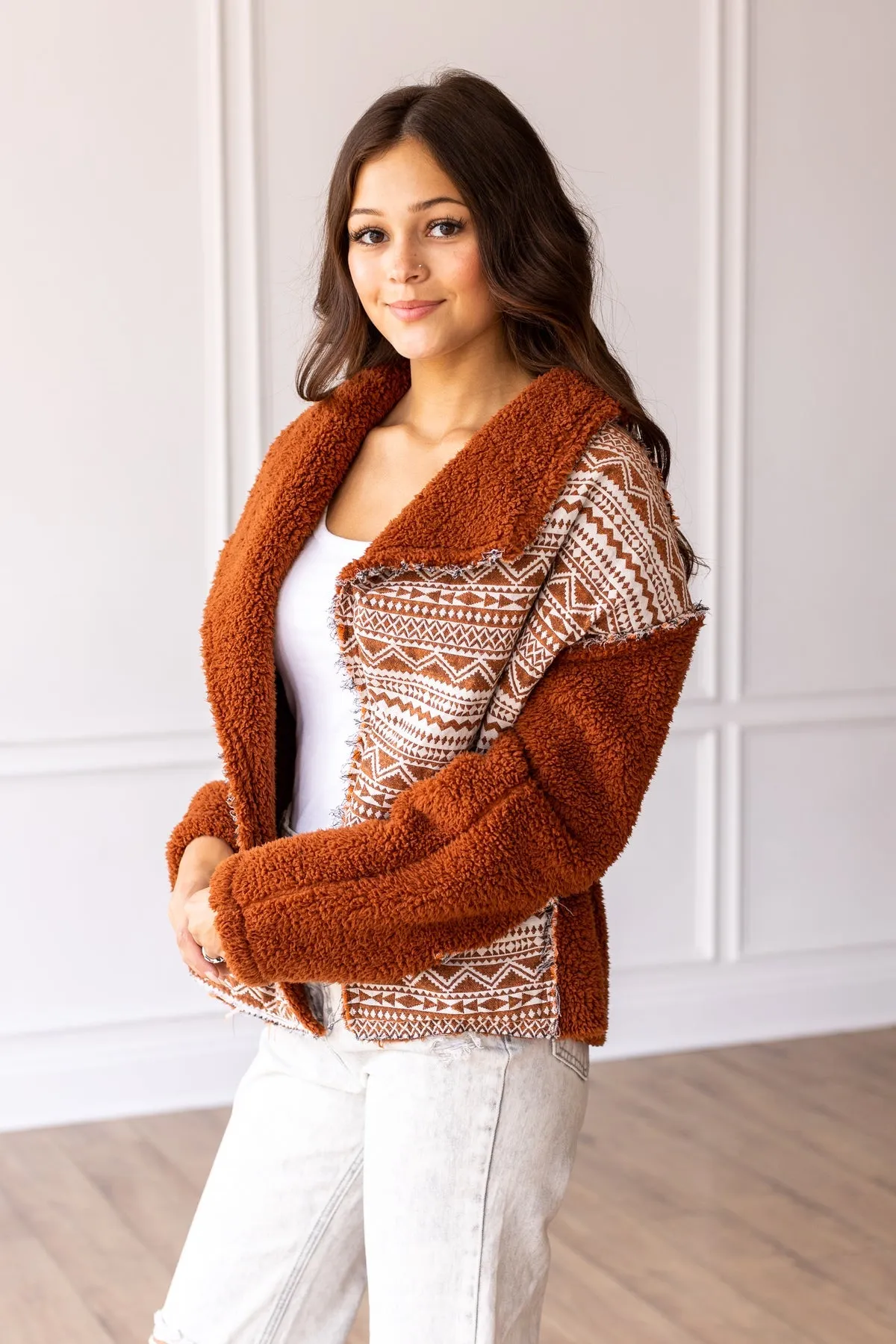 The Cherokee Cabin Aztec Sherpa - Rust