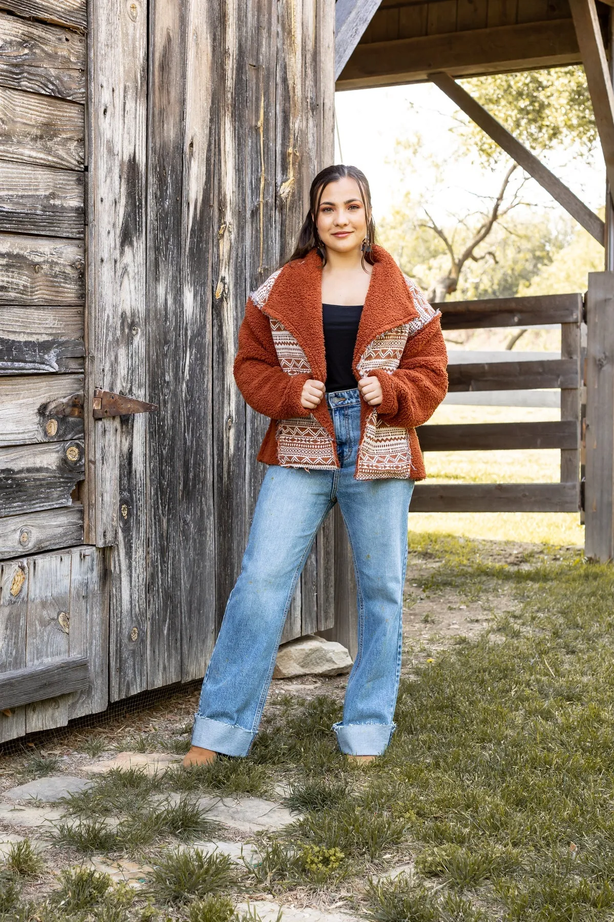 The Cherokee Cabin Aztec Sherpa - Rust