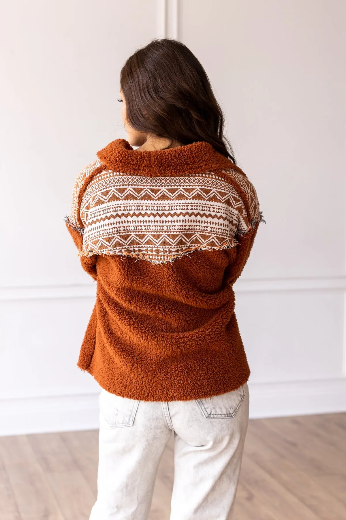 The Cherokee Cabin Aztec Sherpa - Rust