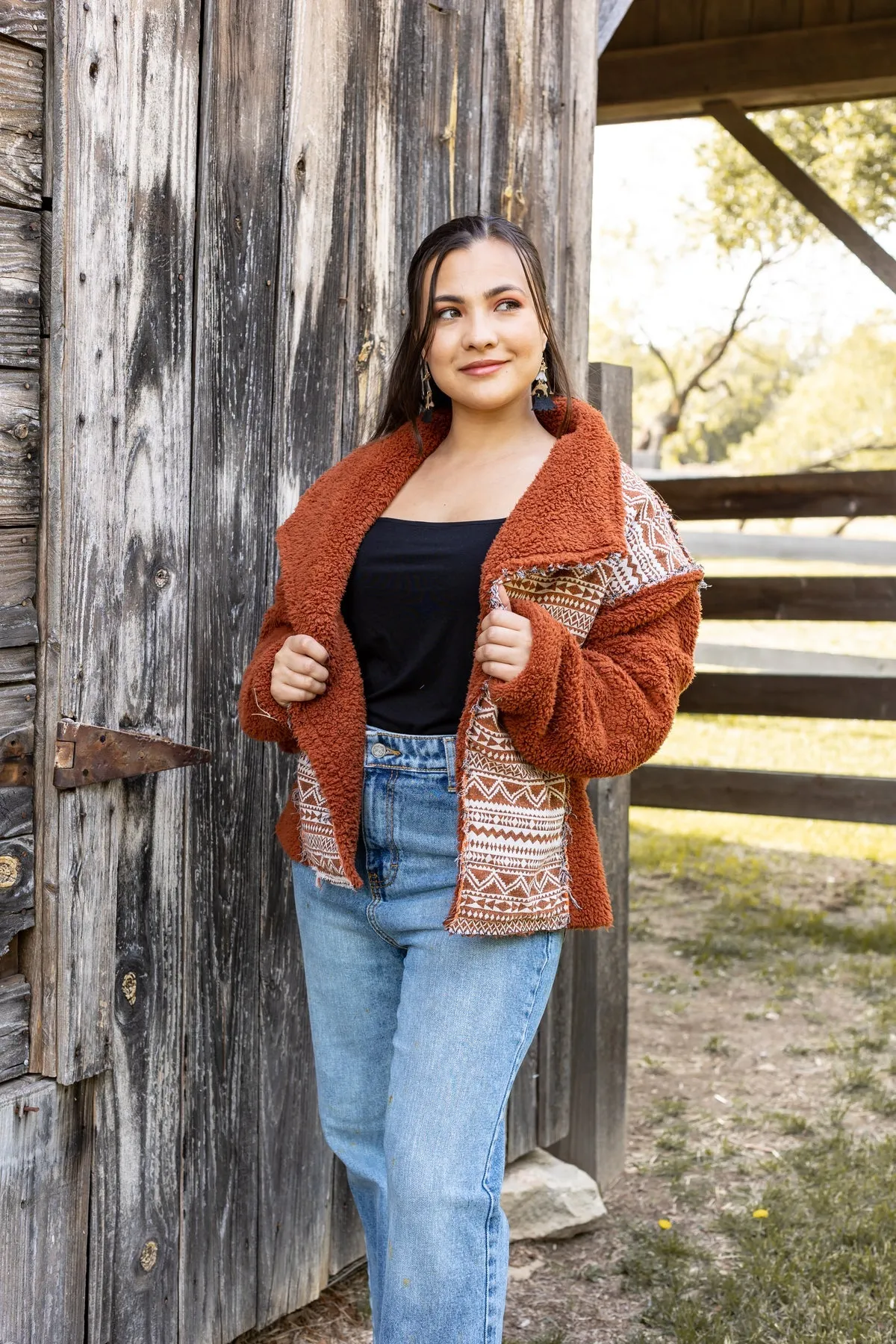 The Cherokee Cabin Aztec Sherpa - Rust
