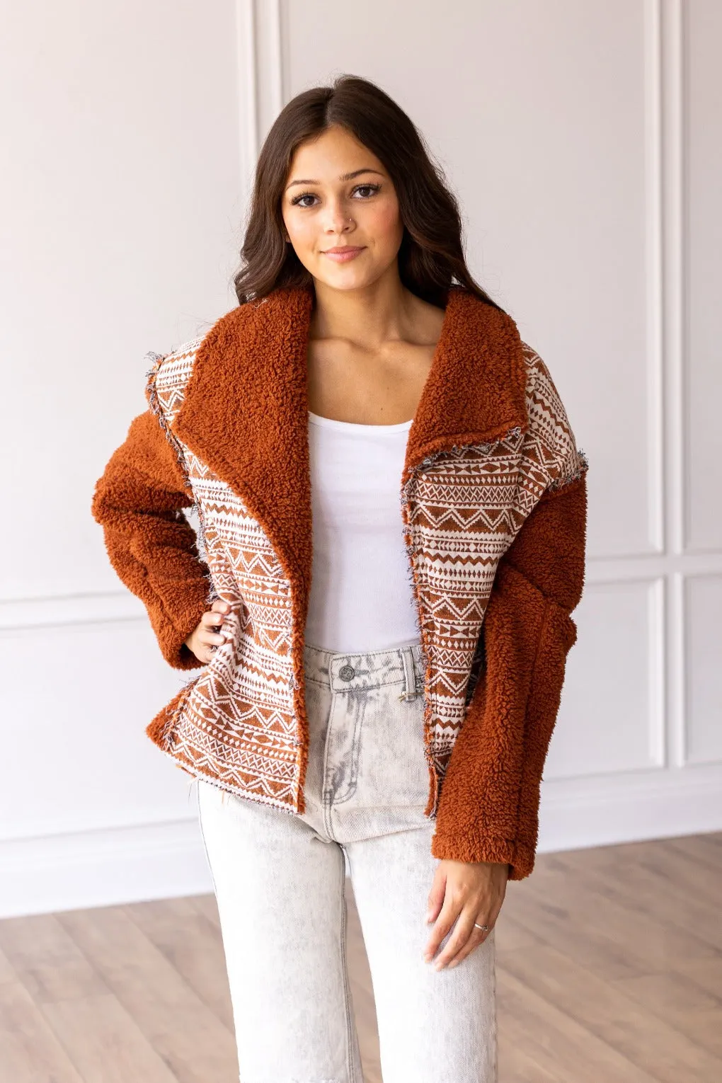 The Cherokee Cabin Aztec Sherpa - Rust