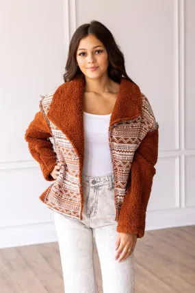 The Cherokee Cabin Aztec Sherpa - Rust
