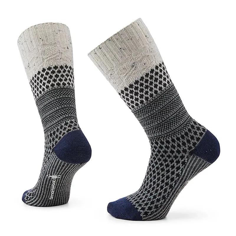 Women's Everyday Popcorn Cable Full Cushion Crew Socks Color: Natural Donegal